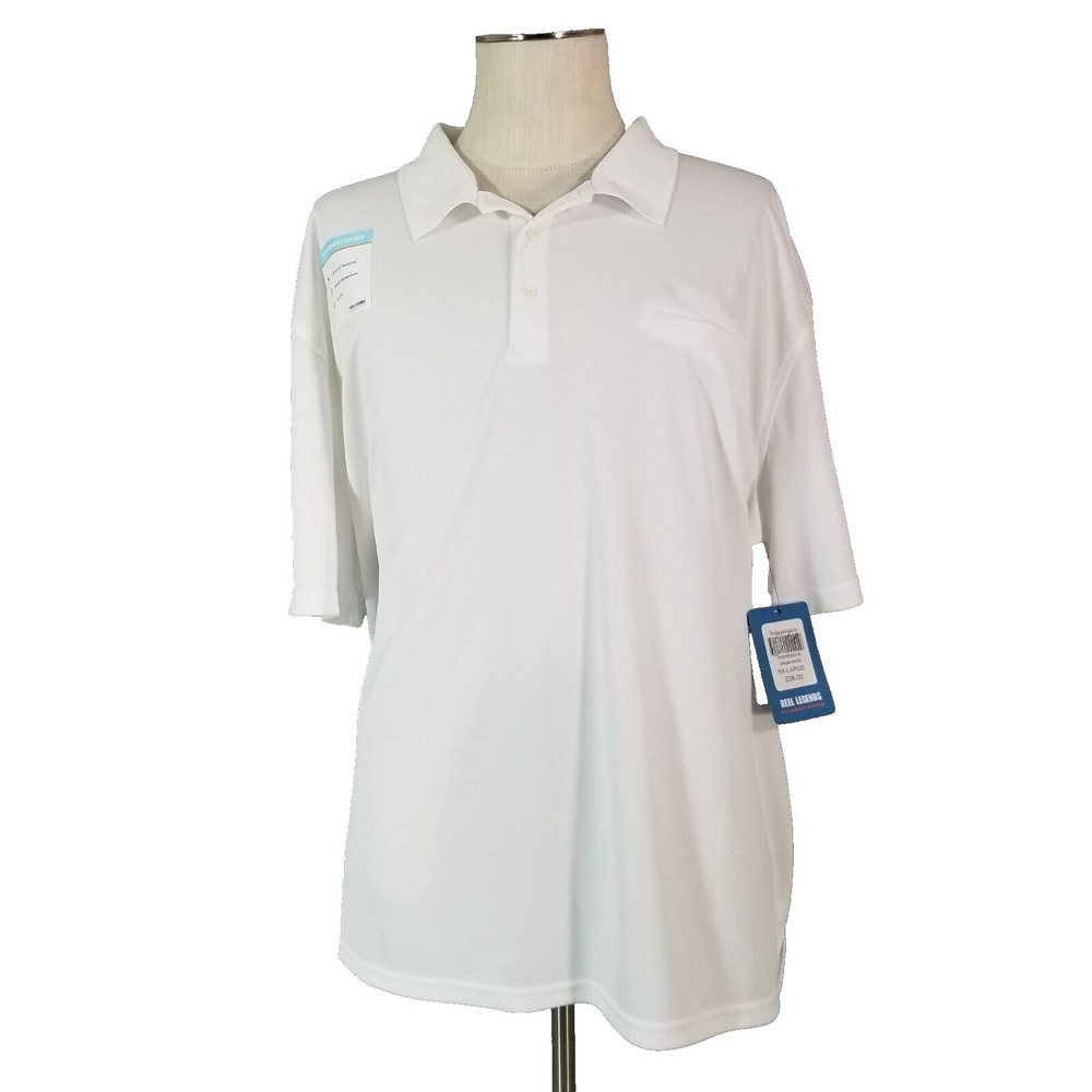 Reel Legends freeline polo shirt men's 2xl xxl white short sleeve Dri-Fit NEW